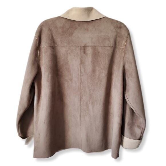 Women Faux Vegan Shearling Toggle Coat Jacket 16 Scandi Nordic Cozy Neutral - Picture 6 of 12